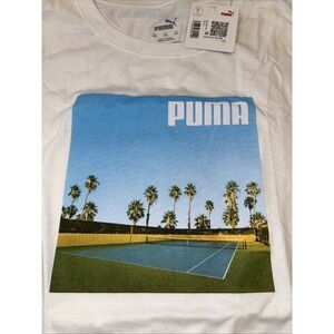Puma Serve It Graphic Crew Neck Short Sleeve Tennis T-Shirt Men's White‎ Tee XXL